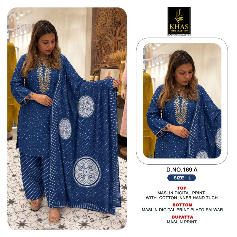 Khas 169 A To C Maslin Digital Printed Kurti With Bottom Dupatta 